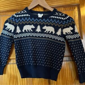 Crewcuts Navy Blue Bear Pattern Crewneck Sweater